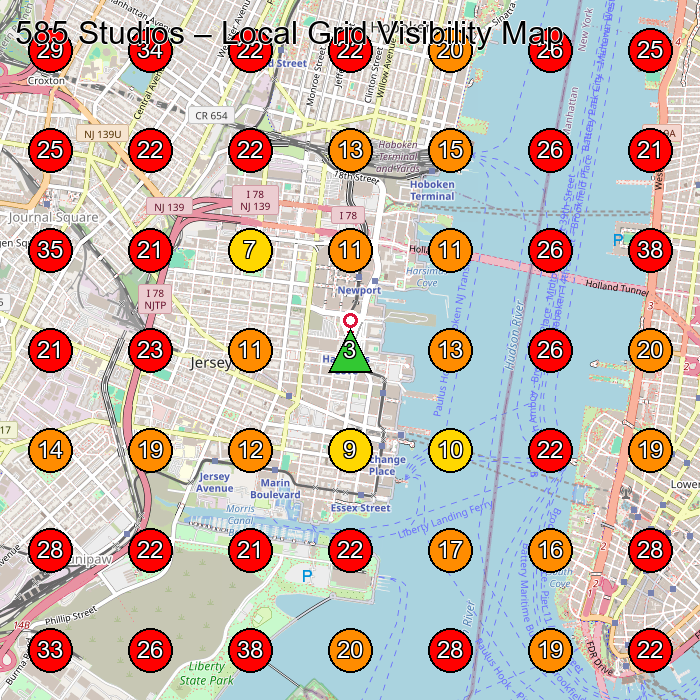 585 Studios GeoGrid visibility map for Art School in Jersey City